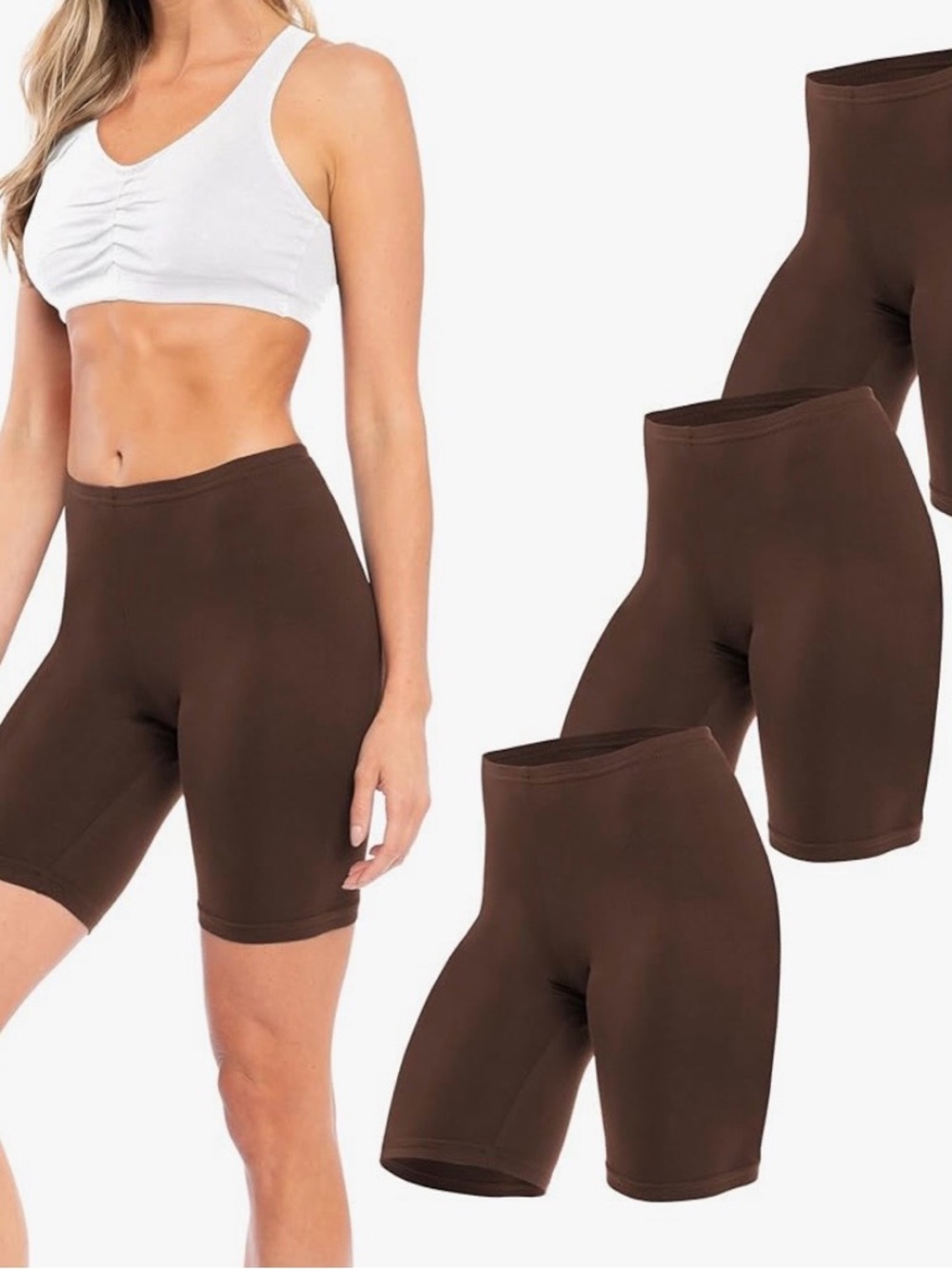 🆕NWT Chocolate Brown 🍫 High-Waist Bike Shorts - 95% Cotton! SEE DESCRIPTION
